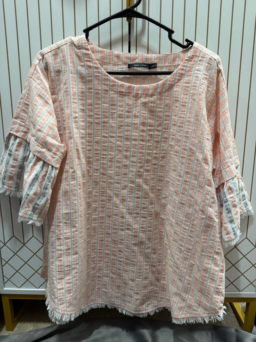 Doe & Rae Pink and White Striped Cotton-Blend Tunic